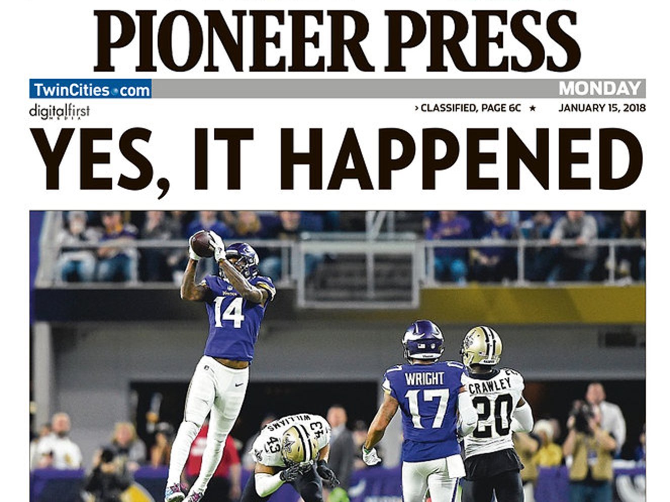 Here’s how newspapers in Minnesota and Louisiana reacted to the Vikings