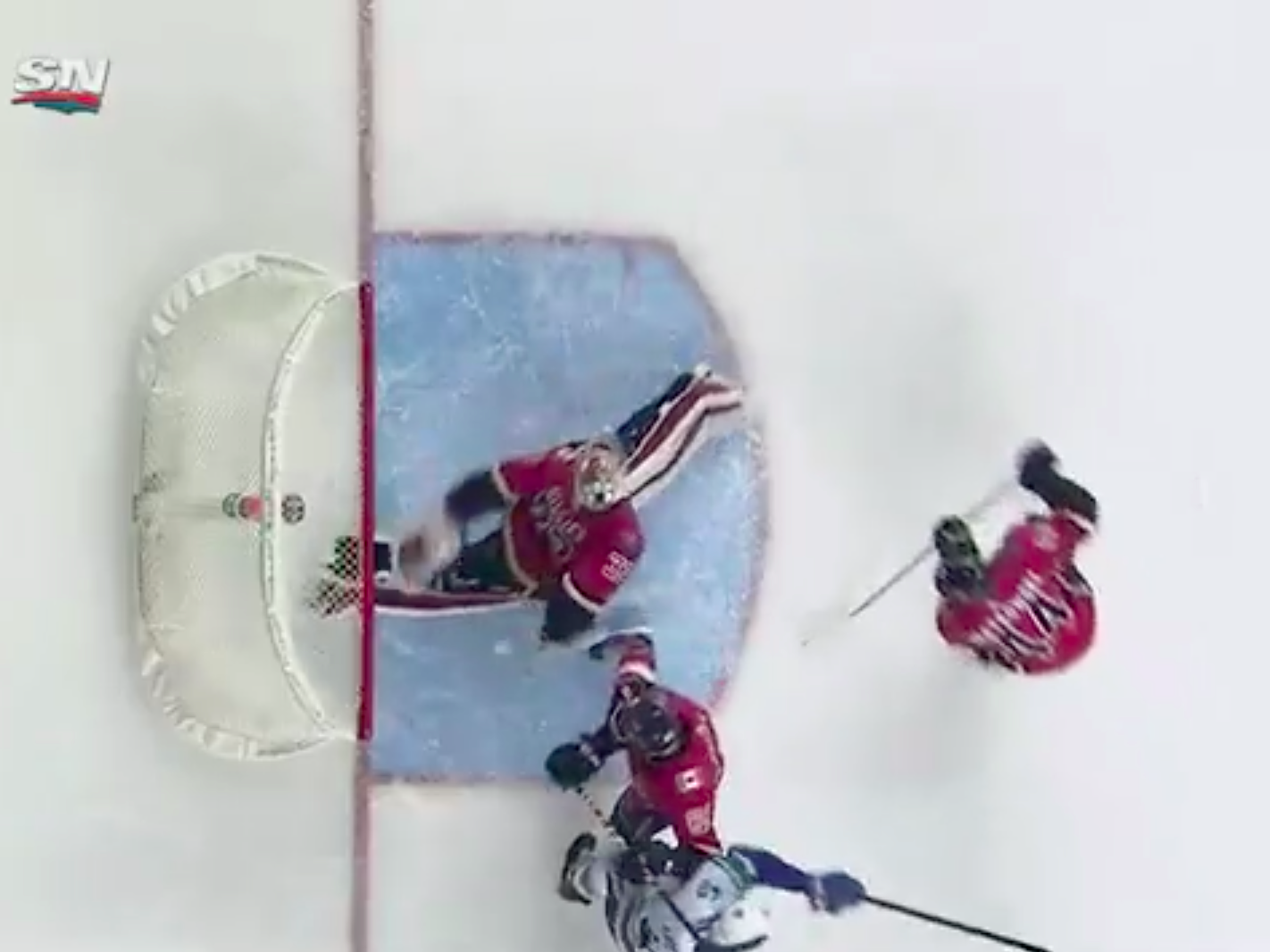 Calgary goalie makes behindtheback glove save for the first great
